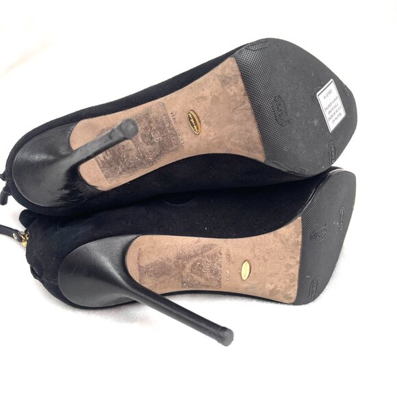 Auc SERGIO ROSSI Suede Mesh Accents Ankle/Sock Black Boots 6 - Picture 10 of 12